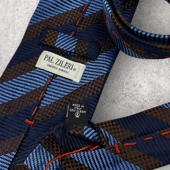 PAL ZILERI Navy/Blue/Brown Striped Silk LUXURY Tie ITALY - Picture 3 of 6